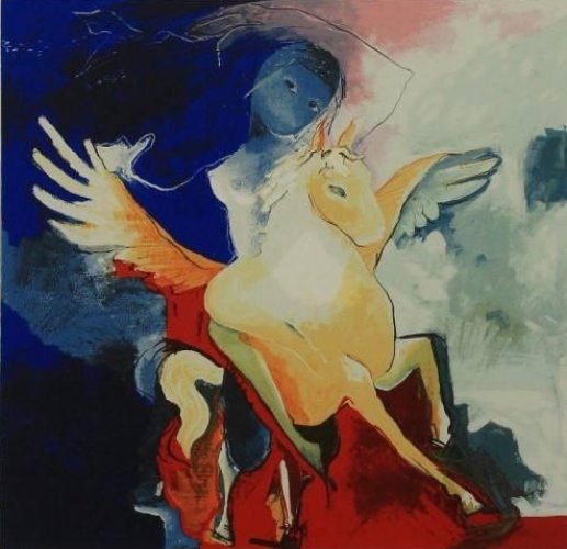7242 - Irene Gomes - Serigrafia 12/199 - Cavalo Alado - 50x70cm