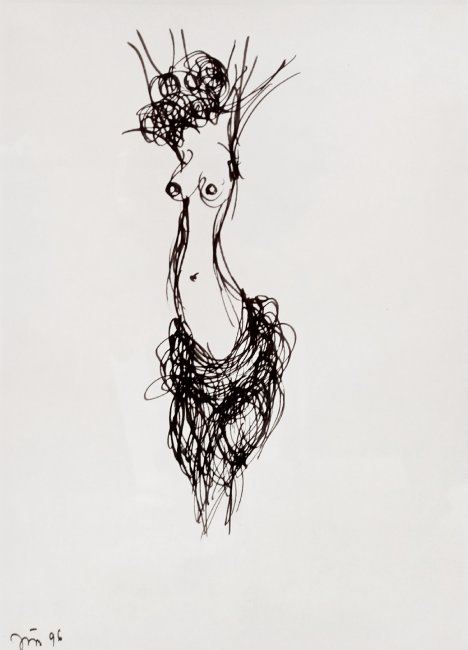 7515 - João Cutileiro - Desenho a tinta de china s/Papel - 1996 - 21x30cm