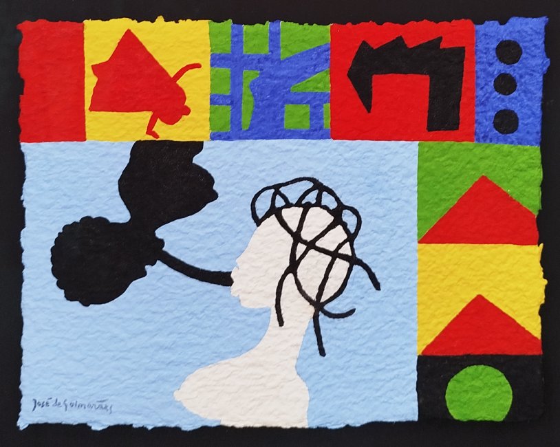 7545 - José Guimarães - Guache s/Pasta de Papel - 33x27cm