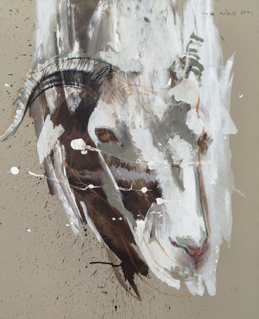 7576 - Graça Morais - Acrílico e Pastel s/Tela - O fim do Milénio - 2000 - 100x81cm