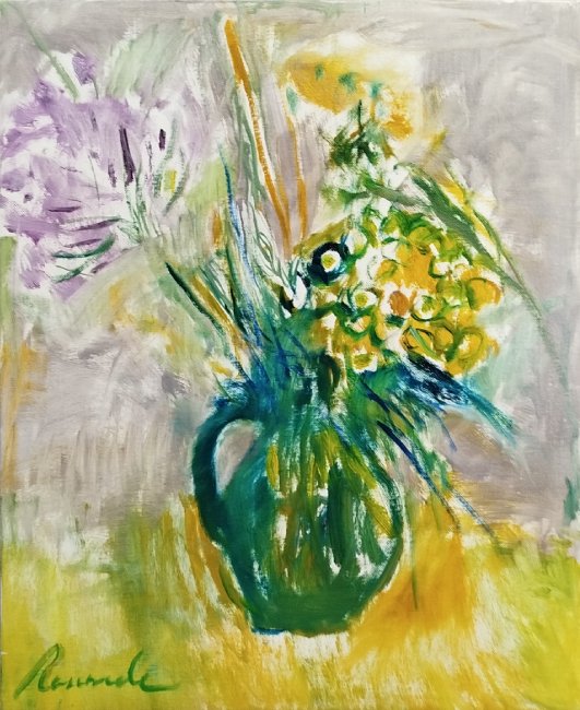 7579 - Júlio Resende - Óleo s/Tela - Singular Vaso - 2010 - 45x55cm