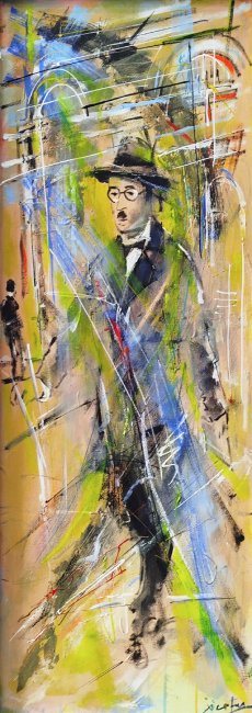 7686 - Xico Fran - Pessoa em pessoa - Acrílico e pastel de óleo s/Tela - 2022 - 40x110cm