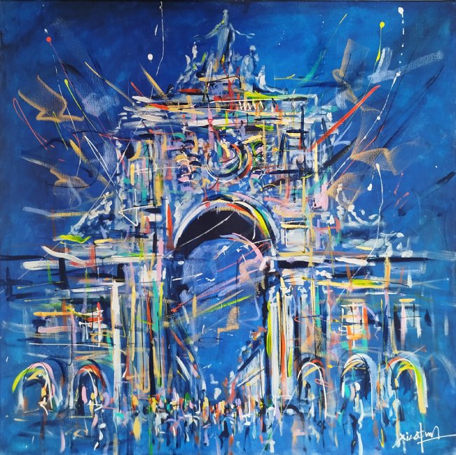7687 - Xico Fran - Lisboa - Acrílico e pastel de óleo s/Tela - 2025 - 90x90cm