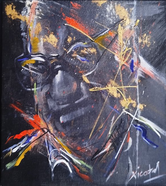 7689 - Xico Fran - Ray - Acrílico e pastel de óleo s/Tela - 30x30cm