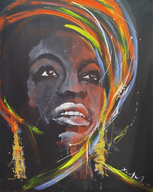7691 - Xico Fran - Nina Simone - Acrílico e pastel de óleo s/Tela - 2025 - 80x100cm