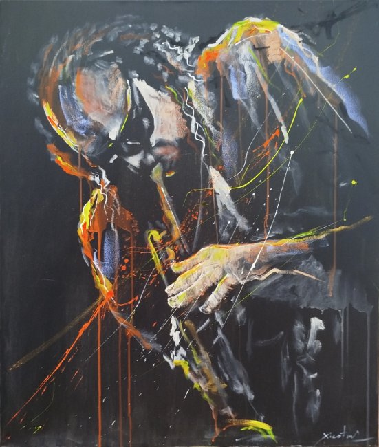 7692 - Xico Fran - Miles Davis - Acrílico e pastel de óleo s/Tela - 2025 - 80x100cm